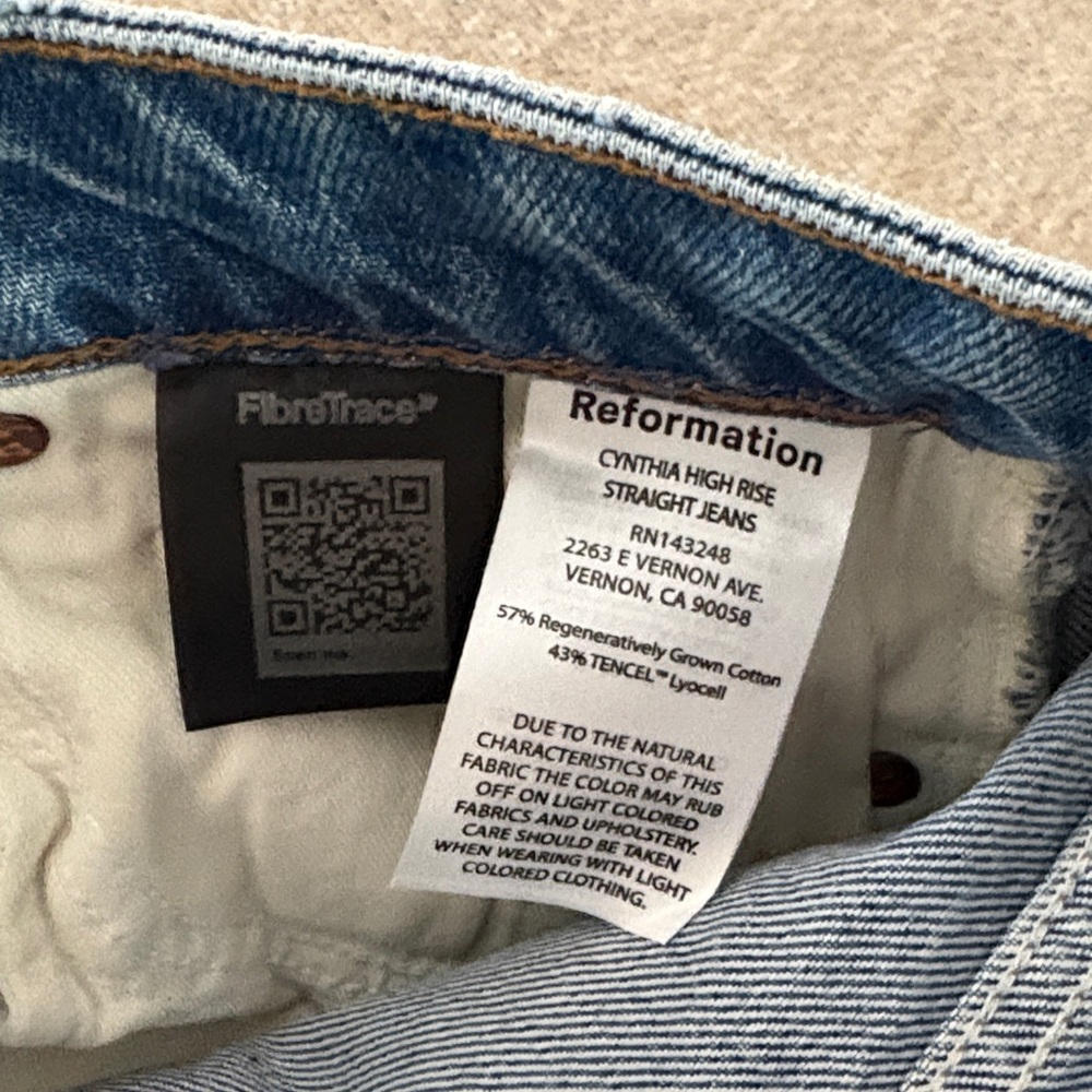 Reformation High Rise Straight Jeans - Blue